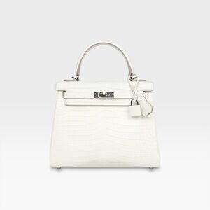 Hermès - Kelly Retourne 25 - Creme Chantilly Matte Crocodile